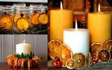 Velas aromáticas hechas con cáscaras de naranja