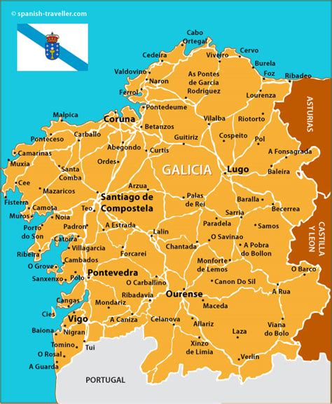 Mapa de Galicia con las principales zonas productoras de Bica