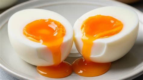 Huevos mollet cortados mostrando la yema líquida