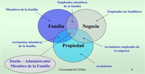 Esquema de los tres círculos de influencia en la empresa familiar: familia, propiedad y gestión