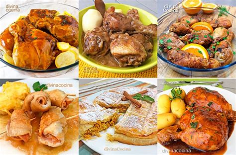 Variedad de platos de pollo y bebidas