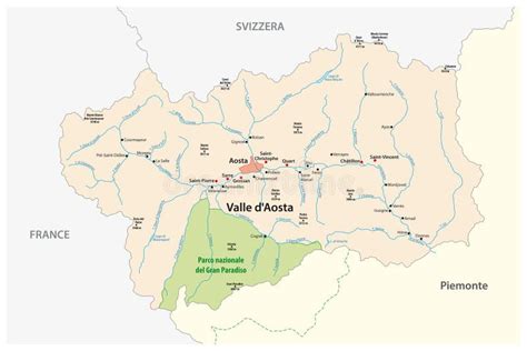 Mapa del Valle de Aosta, Italia