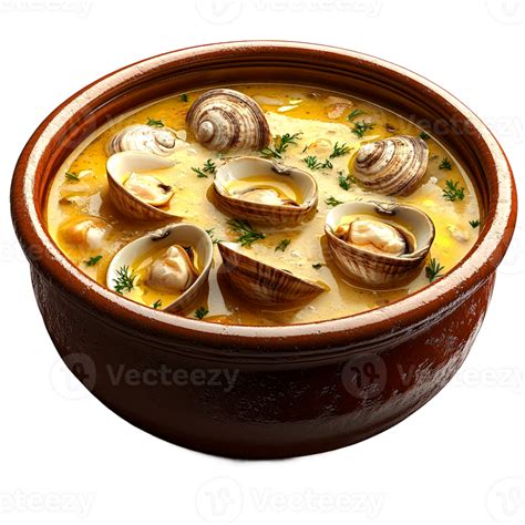 Chowder de marisco en un bol rústico