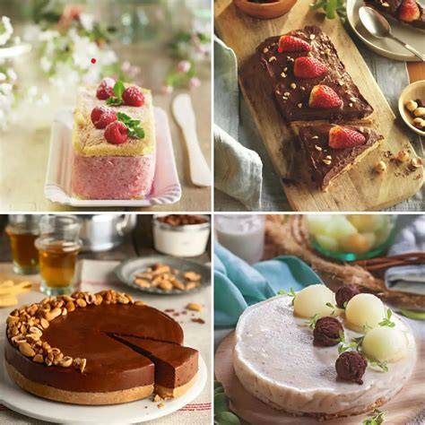 Mesa con diferentes tipos de tartas sin horno
