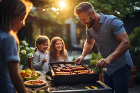 Barbacoa al aire libre con amigos y familia