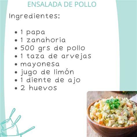 Tabla de ingredientes de ensalada de pollo