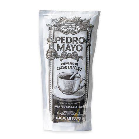 Tabla de ingredientes y alérgenos del chocolate en polvo Pedro Mayo