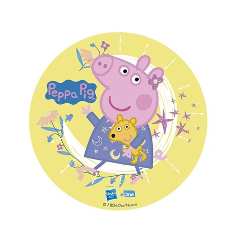 Ejemplo de tarta decorada con oblea comestible de Peppa Pig