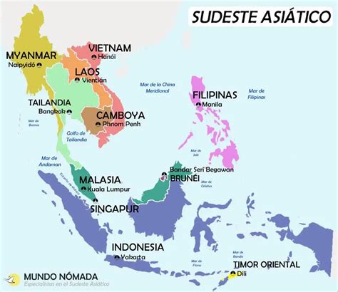 Mapa de la región del sudeste asiático donde el sambal es popular