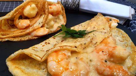 Crepes de marisco recién hechos