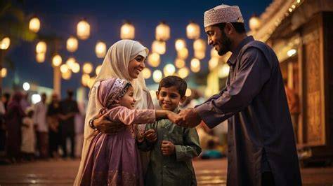 Familias musulmanas celebrando el Eid al-Adha