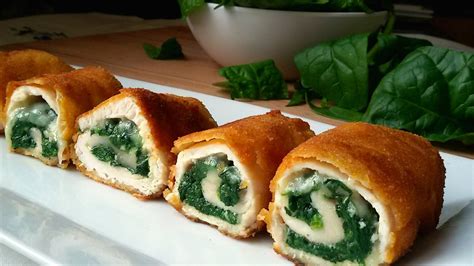 Rollitos de pavo con espinacas y champiñones