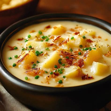 Sopa de patata cremosa en un tazón