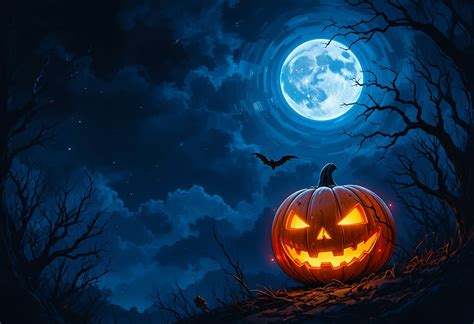Calabaza de Halloween iluminada en la oscuridad