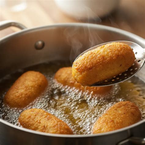 Croquetas friéndose en aceite caliente