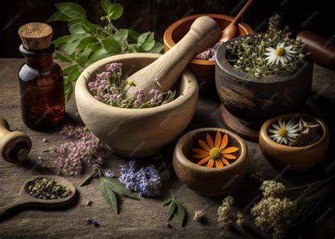 Ilustración de ingredientes naturales y hierbas medicinales
