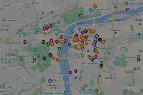 Mapa de Praga con la ubicación del barrio judío y el Museo Speculum Alchimiae