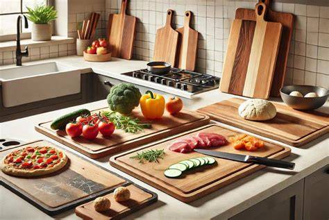 Comparativa de tablas de cortar de diferentes materiales (madera, plástico, cristal)