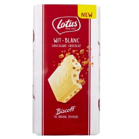 tableta de chocolate blanco con trozos de galleta Lotus Biscoff