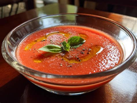 Gazpacho de tomate y apio en un cuenco