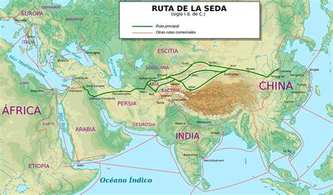 Mapa de la ruta de la berenjena desde la India