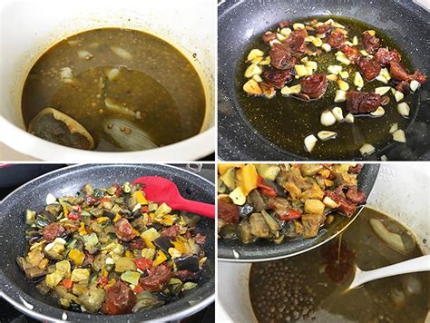 Proceso de preparación del sofrito para las lentejas