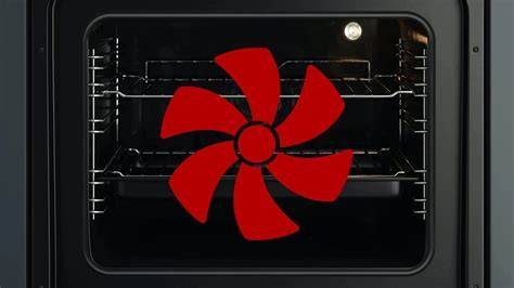 Horno moderno con ventilador en funcionamiento