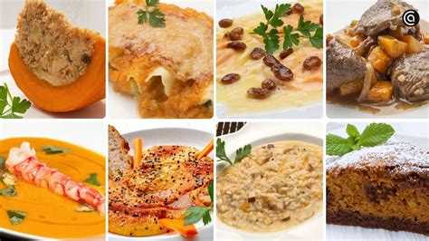 Variedad de postres y platos salados con calabaza
