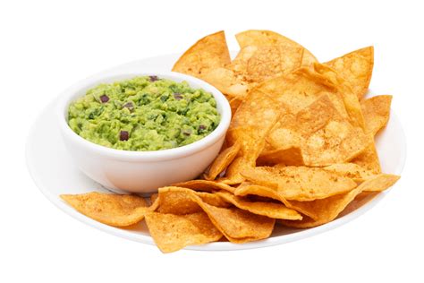 Guacamole recién hecho con totopos