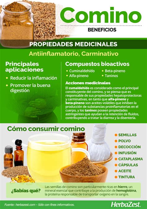 Infografía de los beneficios para la salud del comino