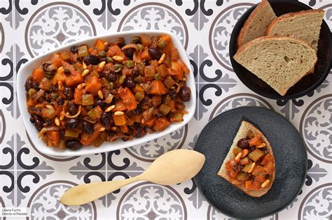 Caponata de calabaza y aceitunas negras