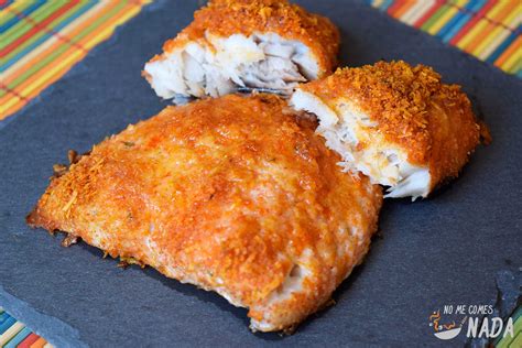 Merluza rebozada al horno con pimentón y queso