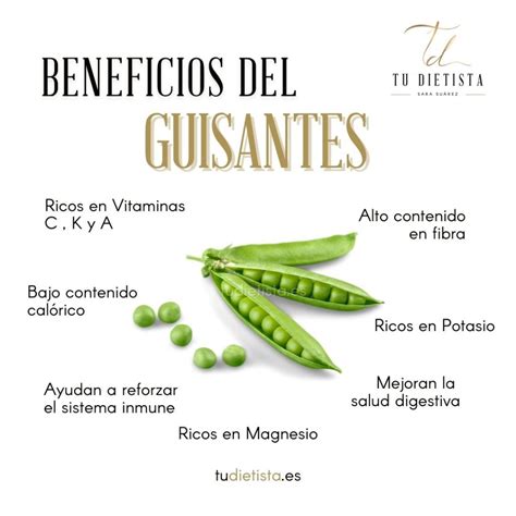 Infografía sobre los beneficios nutricionales de los guisantes