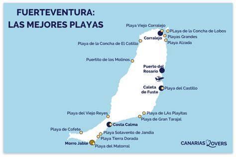 Mapa de Fuerteventura con la ubicación de la Playa de las Palomitas
