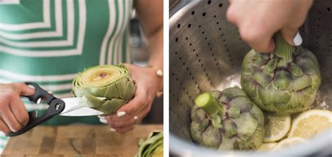 Proceso de limpieza de las alcachofas para la paella