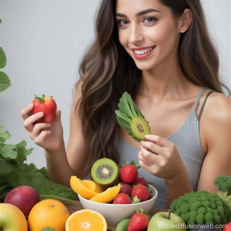 Persona comiendo frutas y verduras frescas