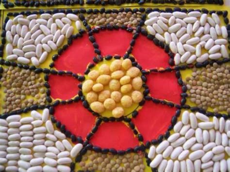 Mosaico romano hecho con legumbres de diferentes colores