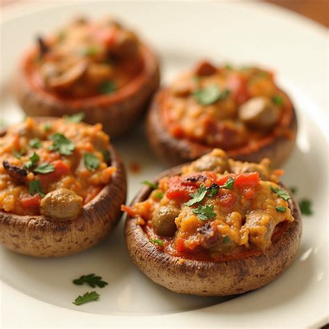 Champiñones rellenos de salchicha italiana