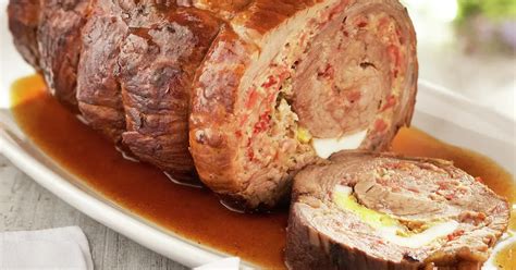 Relleno de redondo de ternera, ingredientes, jamón, queso, huevo