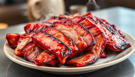 Puestos de Char Siu en China con cerdo laqueado colgando