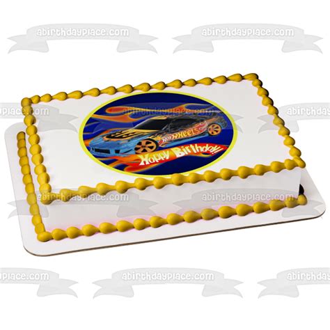 Ejemplo de tarta decorada con oblea comestible de Hot Wheels
