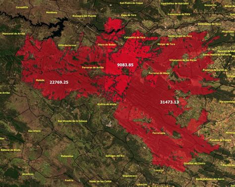 Mapa de la Sierra de la Culebra afectada por incendios