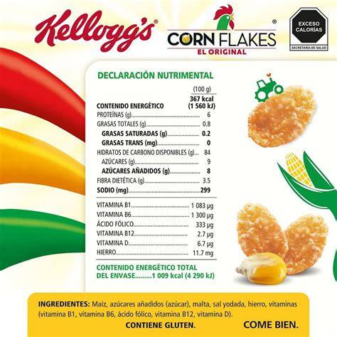Tabla nutricional de cereales rellenos