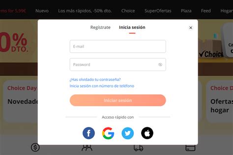 Interfaz de inicio de sesión en una plataforma deportiva