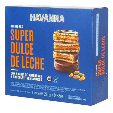 Alfajores Havanna Super Dulce de Leche en caja de 4 unidades