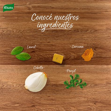 Imagen de los ingredientes naturales usados en el caldo Knorr: especias, vegetales y carne