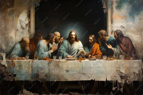 Representación de la Última Cena con pan y vino
