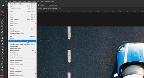 Captura de pantalla del espacio de trabajo Rellenar según contenido en Photoshop