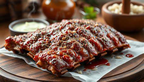 Costillas a la barbacoa recién hechas