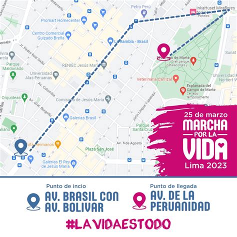 Mapa de la ruta de la Marcha de la Coliflor (ejemplo)